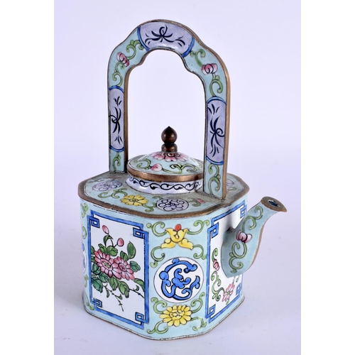 1513 - A 19TH CENTURY CHINESE CANTON ENAMEL SQUARE FORM DISH together with a similar teapot and cover. Larg... 