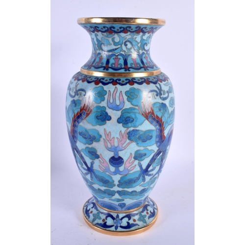 1514 - A LARGE CHINESE REPUBLICAN CLOISONNE ENAMEL DRAGON VASE. 26 cm high.