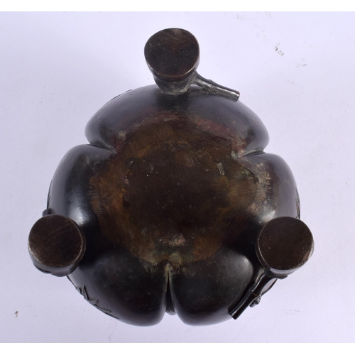 1550 - A 19TH CENTURY JAPANESE MEIJI PERIOD BRONZE CENSER in the form of an open lotus bud. 14 cm x 14 cm.