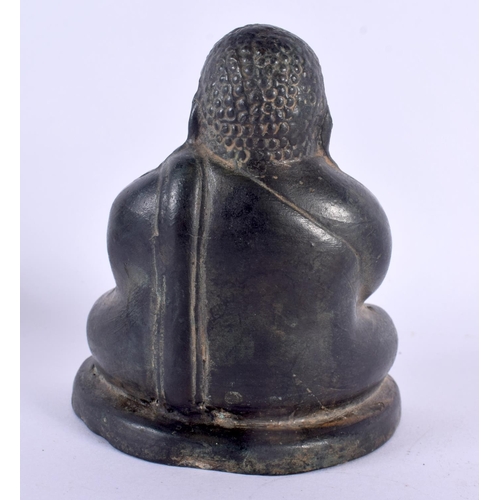 1570 - AN 18TH CENTURY JAPANESE KOREAN BRONZE FIGURE OF A BUDDHA modelled clutching his belly. 12 cm x 7 cm... 