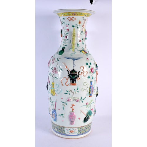 1578 - A LARGE 19TH CENTURY CHINESE FAMILLE ROSE PORCELAIN PRECIOUS OBJECT VASE Qing. 56 cm x 15 cm.