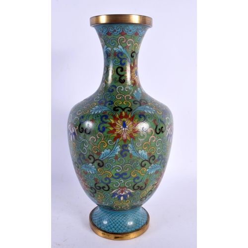 1582 - A LATE 19TH CENTURY CHINESE CLOISONNE ENAMEL VASE decorated with foliage. 27 cm high.