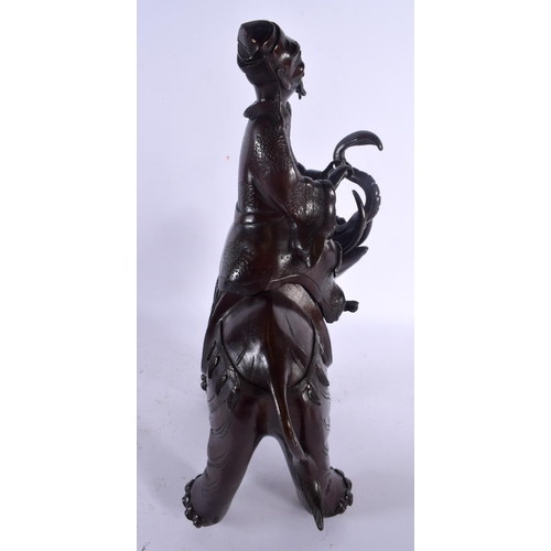 1599 - A LARGE 19TH CENTURY JAPANESE MEIJI PERIOD BRONZE OKIMONO modelled as a male upon an elephant. 37 cm... 