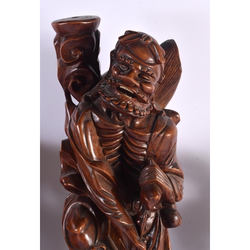 1601 - FIVE LARGE 19TH CENTURY CHINESE CARVED HARDWOOD FIGURES Qing. Largest 47 cm high. (5)