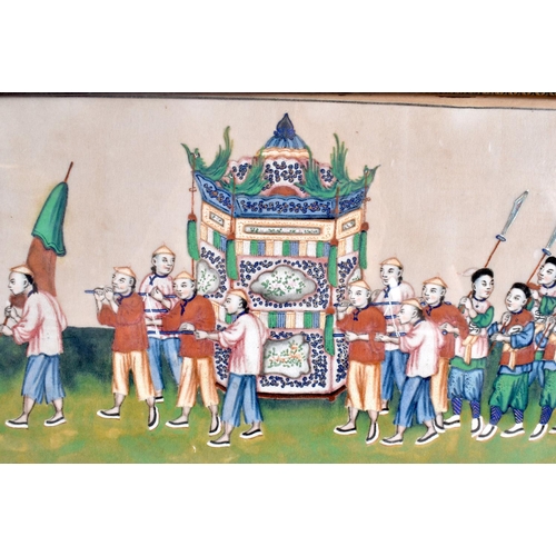 1602 - Chinese School (19th Century) 3 x Pith, Watercolours. Largest 40 cm x 25 cm. (3)