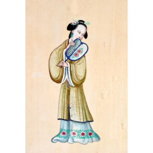 1602 - Chinese School (19th Century) 3 x Pith, Watercolours. Largest 40 cm x 25 cm. (3)