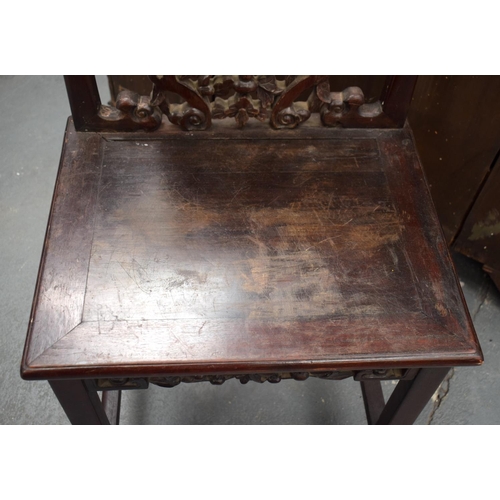 1616 - A 19TH CENTURY CHINESE CARVED WOOD SINGLE CHAIR Qing. 88 cm x 50 cm.