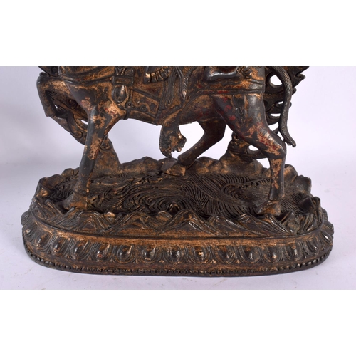 1625 - A LARGE CHINESE SINO TIBETAN POLYCHROMED LACQUERED BRONZE BUDDHA 20th Century. 32 cm x 15 cm.