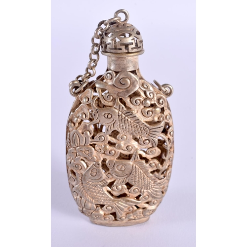 1661 - A CHINESE WHITE METAL SILVER SCENT BOTTLE 20th Century. 73 grams. 8 cm x 5 cm.