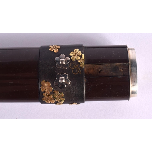 1663 - A FINE 18TH CENTURY JAPANESE EDO PERIOD LACQUER AND MIXED METAL TANTO with silver and gold leaf inla... 