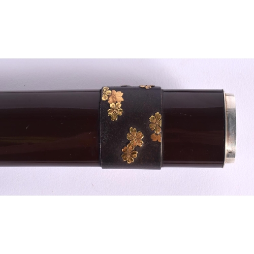 1663 - A FINE 18TH CENTURY JAPANESE EDO PERIOD LACQUER AND MIXED METAL TANTO with silver and gold leaf inla... 