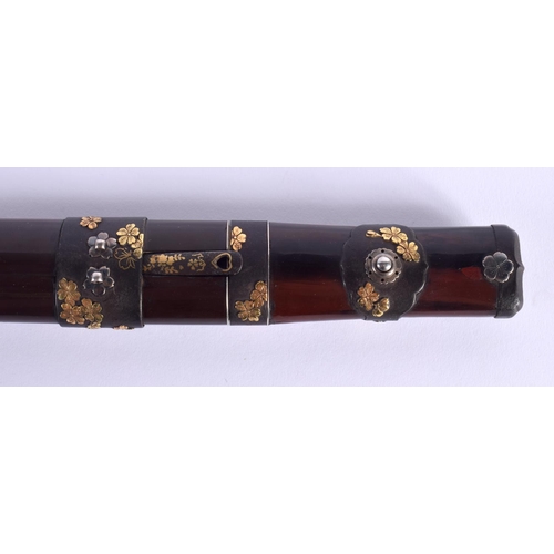 1663 - A FINE 18TH CENTURY JAPANESE EDO PERIOD LACQUER AND MIXED METAL TANTO with silver and gold leaf inla... 