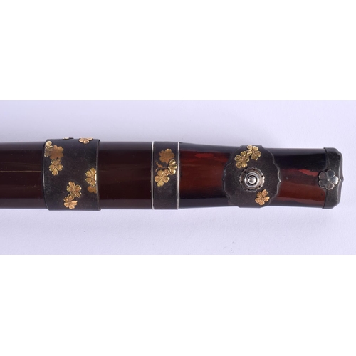 1663 - A FINE 18TH CENTURY JAPANESE EDO PERIOD LACQUER AND MIXED METAL TANTO with silver and gold leaf inla... 