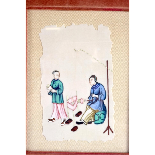 1674 - Chinese School (19th Century) 4 x pith, Watercolours. 27 cm x 32 cm. (4)