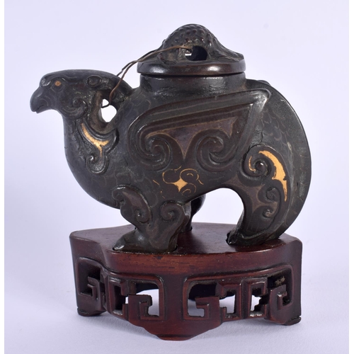 1687 - A VERY RARE 17TH/18TH CENTURY CHINESE GOLD SPLASH CENSER AND COVER Ming/Qing, modelled as a mythical... 