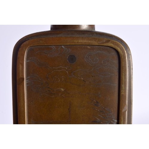 1688 - AN EXCEEDINGLY RARE 17TH/18TH CENTURY CHINESE BRONZE SNUFF BOTTLE Kangxi mark and period, silver and... 