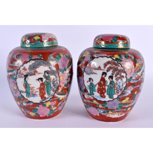 1691 - A PAIR OF EARLY 20TH CENTURY JAPANESE TAISHO PERIOD PORCELAIN GINGER JARS. 15 cm x 10 cm.