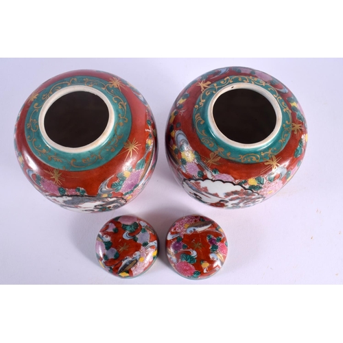 1691 - A PAIR OF EARLY 20TH CENTURY JAPANESE TAISHO PERIOD PORCELAIN GINGER JARS. 15 cm x 10 cm.