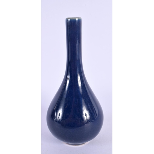 1705 - A CHINESE MONOCHROME BLUE PORCELAIN VASE 20th Century. 14 cm high.