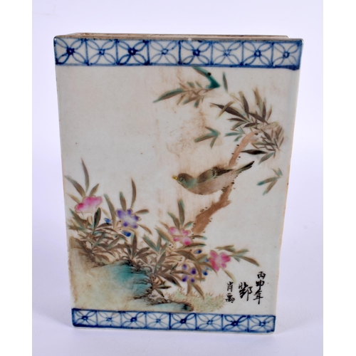 1711 - A CHINESE FAMILLE ROSE PORCELAIN BOOK 20th Century. 15 cm x 12 cm.