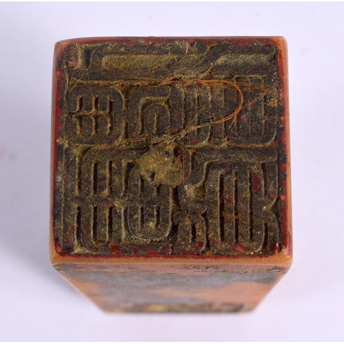 1717 - A CHINESE CARVED SOAPSTONE SEAL 20th Century. 13 cm high.