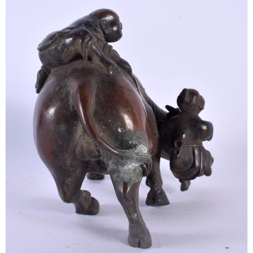 1732 - A CHINESE BRONZE FIGURE OF A BULLOCK 20th Century. 15 cm x 13 cm.