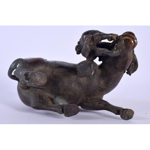 1732 - A CHINESE BRONZE FIGURE OF A BULLOCK 20th Century. 15 cm x 13 cm.