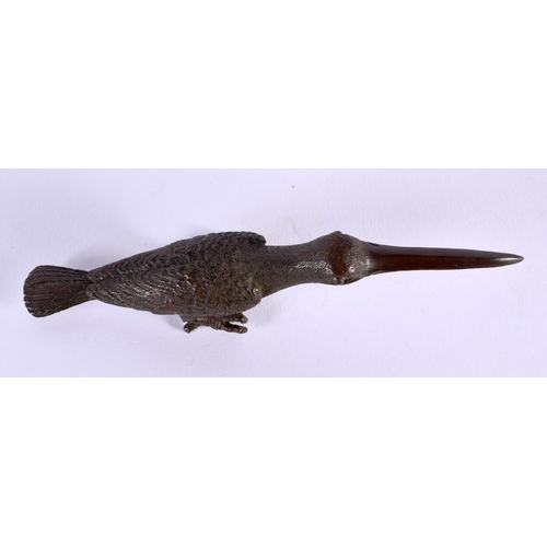 1748 - A JAPANESE BRONZE BIRD OKIMONO. 13.5 cm x 3 cm.