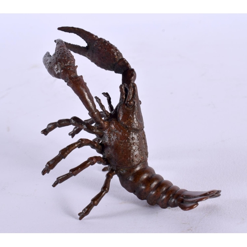 1765 - A JAPANESE BRONZE LOBSTER OKIMONO. 9.5 cm x 5.5 cm.