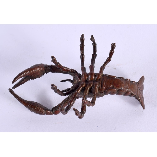 1765 - A JAPANESE BRONZE LOBSTER OKIMONO. 9.5 cm x 5.5 cm.