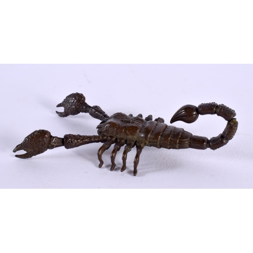 1766 - A JAPANESE BRONZE SCORPION OKIMONO. 9 cm x 4 cm.