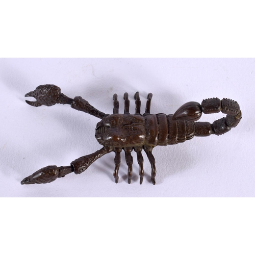 1766 - A JAPANESE BRONZE SCORPION OKIMONO. 9 cm x 4 cm.