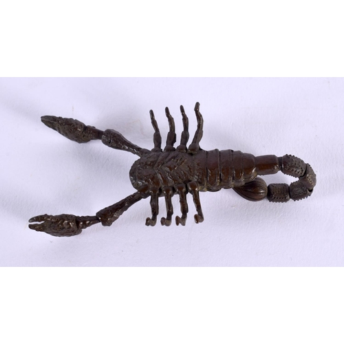 1766 - A JAPANESE BRONZE SCORPION OKIMONO. 9 cm x 4 cm.