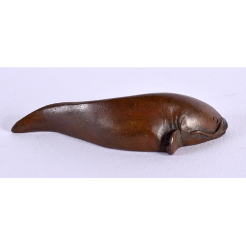 1771 - A JAPANESE BRONZE CATFISH OKIMONO. 5.75 cm x 2 cm.