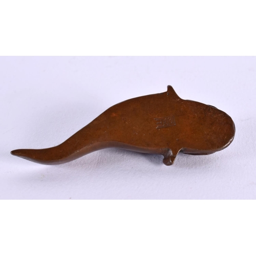 1771 - A JAPANESE BRONZE CATFISH OKIMONO. 5.75 cm x 2 cm.