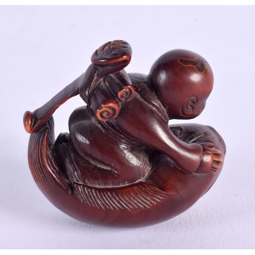 1773 - A JAPANESE CARVED BOXWOOD FISH NETSUKE. 4.5 cm x 4 cm.