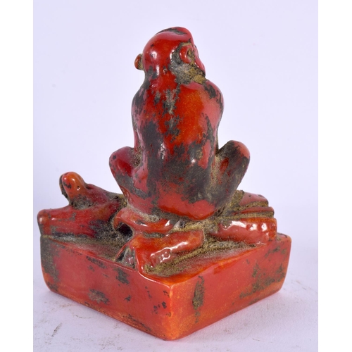 1792 - A CHINESE CARVED STONE MONKEY SEAL 20th Century. 11 cm x 7 cm.