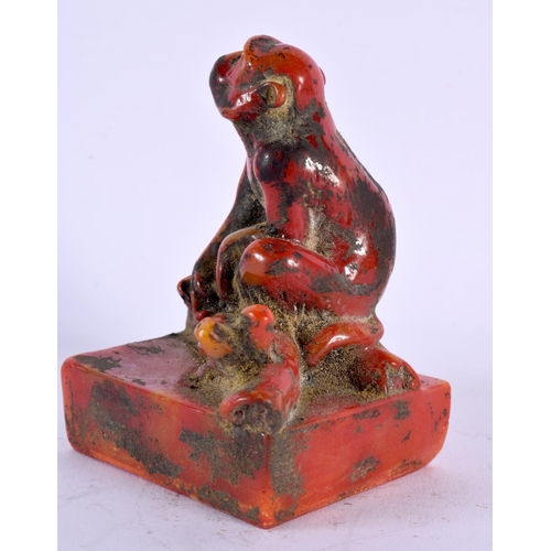 1792 - A CHINESE CARVED STONE MONKEY SEAL 20th Century. 11 cm x 7 cm.