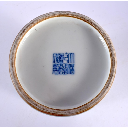 1808 - A CHINESE CELADON PORCELAIN BRUSH POT 20th Century. 18 cm x 10 cm.