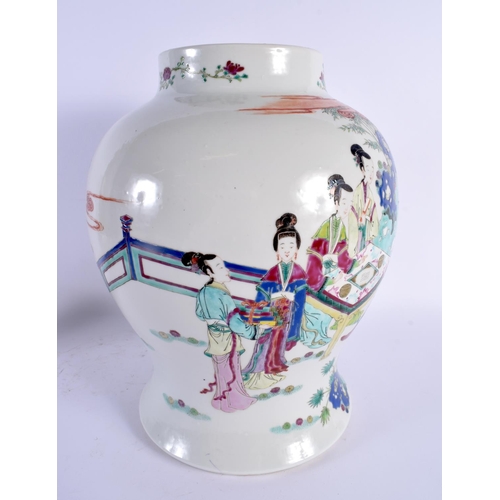 1816 - A LARGE 19TH CENTURY CHINESE FAMILLE ROSE PORCELAIN GINGER JAR bearing Kangxi marks to base. 32 cm x... 