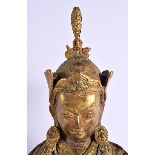 1830 - A LARGE 19TH CENTURY CHINESE TIBETAN BRONZE FIGURE OF A BUDDHA modelled holding a stupa. 38 cm x 15 ... 