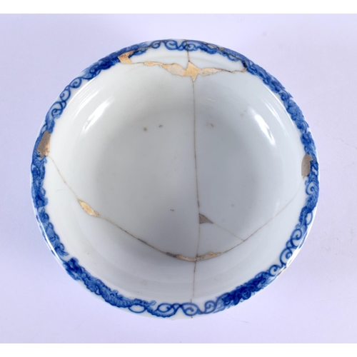 1879 - A 19TH CENTURY CHINESE BLUE AND WHITE PORCELAIN NARCISSUS BOWL bearing Yongzheng marks to base. 18 c... 