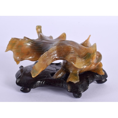 1901 - A CHINESE REPUBLICAN PERIOD CARVED SOAPSTONE FISH. 8.5 cm x 5.25 cm.