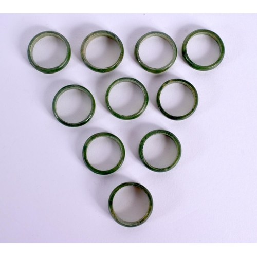 1903 - TEN CHINESE JADE RINGS 20th Century. O/P. (10)