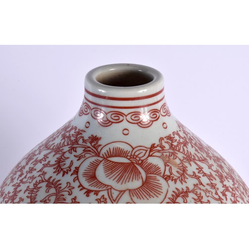 1908 - A LARGE EARLY 20TH CENTURY IRON RED PORCELAIN DOUBLE GOURD VASE Late Qing/Republic. 45 cm x 15 cm.