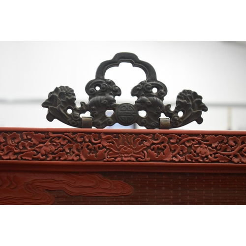 1913 - A LARGE PAIR OF EARLY 20TH CENTURY CHINESE CARVED CINNABAR LACQUER PANELS Late Qing/Republic. 112 cm... 