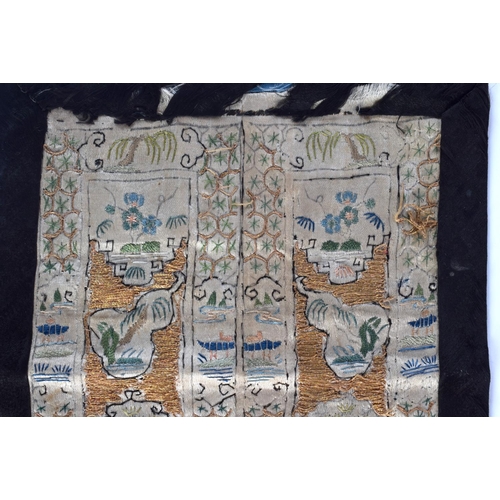 1916 - AN EARLY 20TH CENTURY CHINESE SILKWORK PANEL Late Qing/Republic. 50 cm x 22 cm.