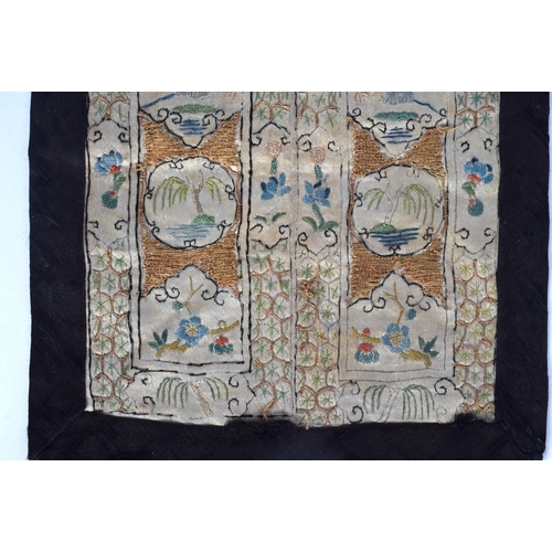 1916 - AN EARLY 20TH CENTURY CHINESE SILKWORK PANEL Late Qing/Republic. 50 cm x 22 cm.