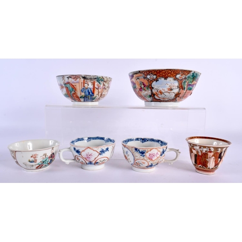 1943 - AN 18TH CENTURY CHINESE EXPORT FAMILLE ROSE BOWL Qianlong, together with similar wares. Largest 11.5... 