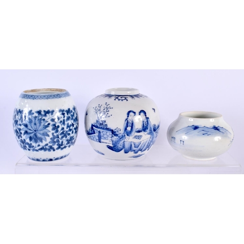 1953 - A 19TH CENTURY CHINESE BLUE AND WHITE PORCELAIN BOWL bearing Kangxi marks to base, together with oth... 